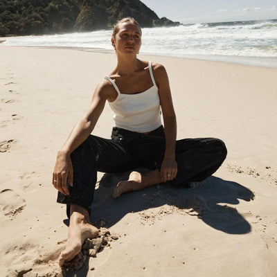 Afends Womens Taylor Hemp Rib Singlet - White