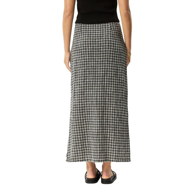 Afends Womens Asta Base Seersucker Check Skirt - Steel Check