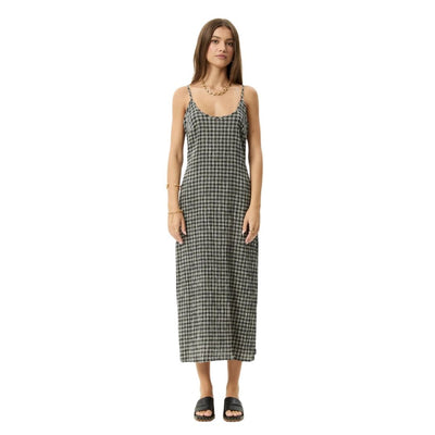 Afends Womens Asta Rumi Hemp Seersucker Check Dress - Steel Check