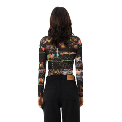 Afends Womens Astral Recycled Sheer Long Sleeve Top - Black