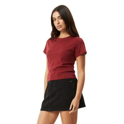 Afends Womens Carmen Hemp Baby T-Shirt Burgundy
