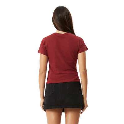 Afends Womens Carmen Hemp Baby T-Shirt Burgundy