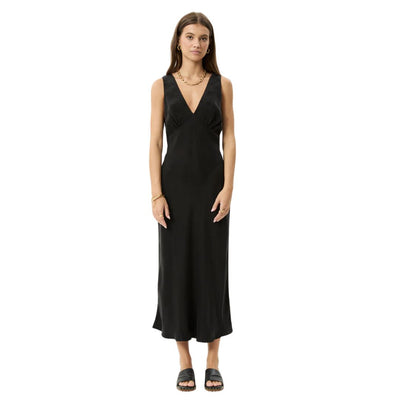 Afends Womens Gia Cupro Maxi Dress - Black
