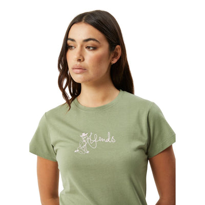 Afends Womens Karlee Baby T-Shirt - Oil Green