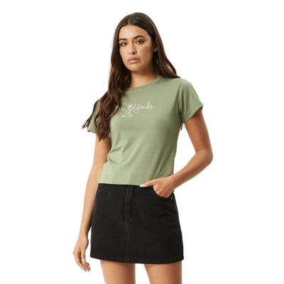 Afends Womens Karlee Baby T-Shirt - Oil Green