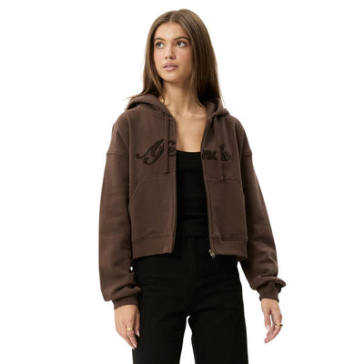 Afends Womens Kourt Zip Hoodie - Coffee