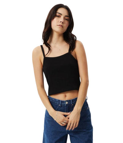 Afends Womens Taylor Hemp Rib Singlet - Black