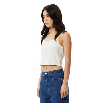 Afends Womens Taylor Hemp Rib Singlet - White
