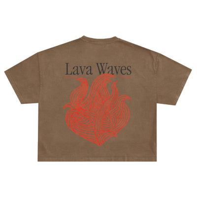 Latitud Fuego Womens Cropped Flames T-Shirt - Brown