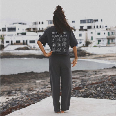 Latitud Fuego Womens Home of storms Cropped T-Shirt - Washed Black