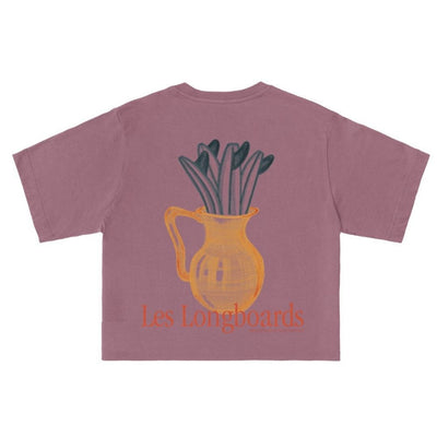 Latitud Fuego Womens Les Longboards Cropped T-Shirt - Açaí