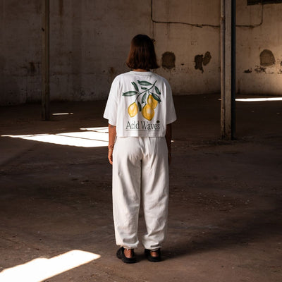 Latitud Fuego Womens Lemon Cropped T-Shirt - White