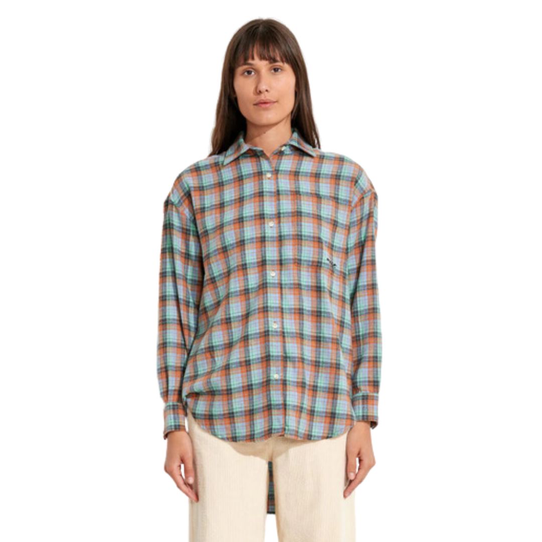 Misfit Womens Pulse Width Check Shirt - Turquoise