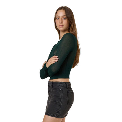 Thrills Dissolve My Mind Long Sleeve Knit Top - Vista Green