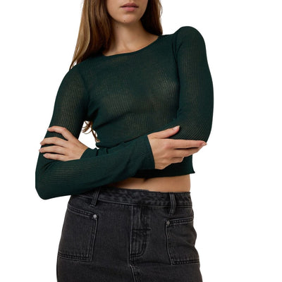 Thrills Dissolve My Mind Long Sleeve Knit Top - Vista Green