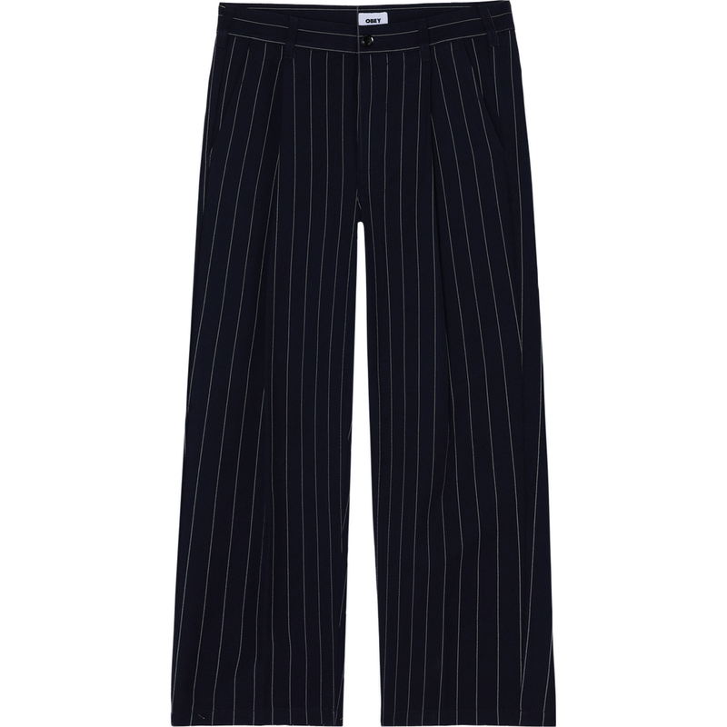 Obey Dean Stripe Pleated Pant - Navy Pinstripe - front