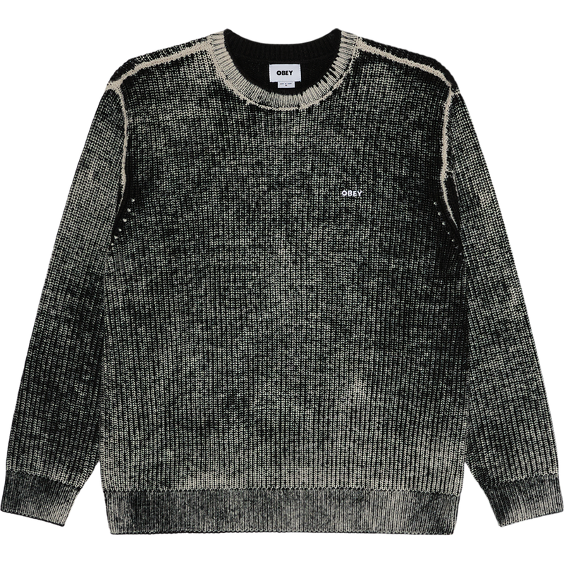 Obey Spray Effect Sweater - Dark Black Multi - front