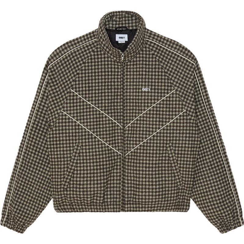 Obey Leisure Training Jacket - Abbey Stone Plaid - front
