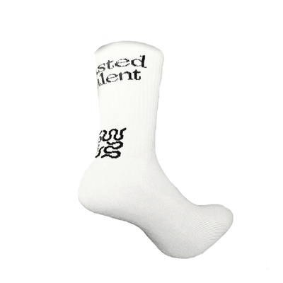 Wasted Talent Crew Socks - White / Black