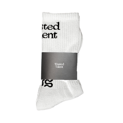 Wasted Talent Crew Socks - White / Black