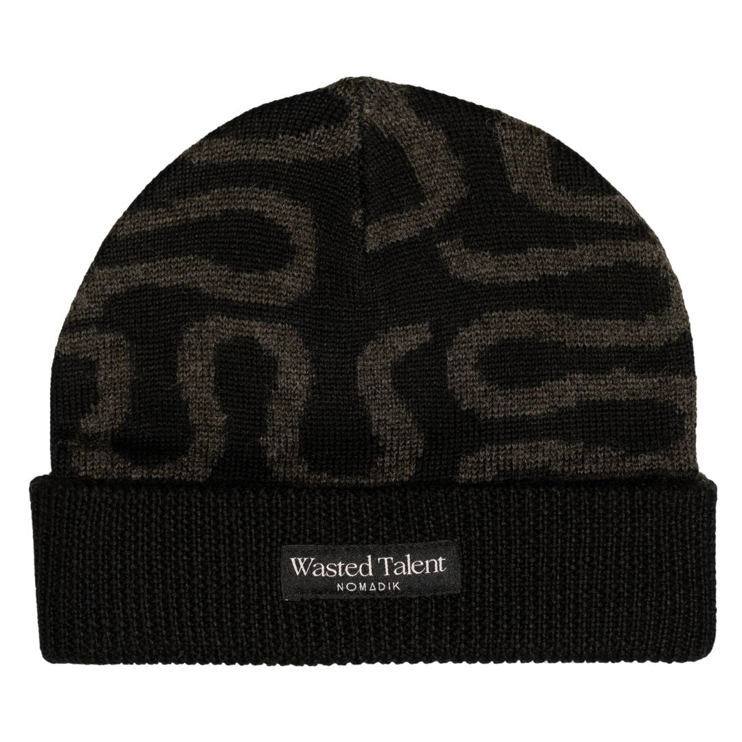 NOMADIK×WASTED TALENT BEANIE Wasted Talent X Nomadik Jacquard Beanie Black Grey | Limited