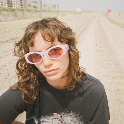 Epøkhe Suede Sunglasses by Evan Mock - Mauve Polished / Velvet