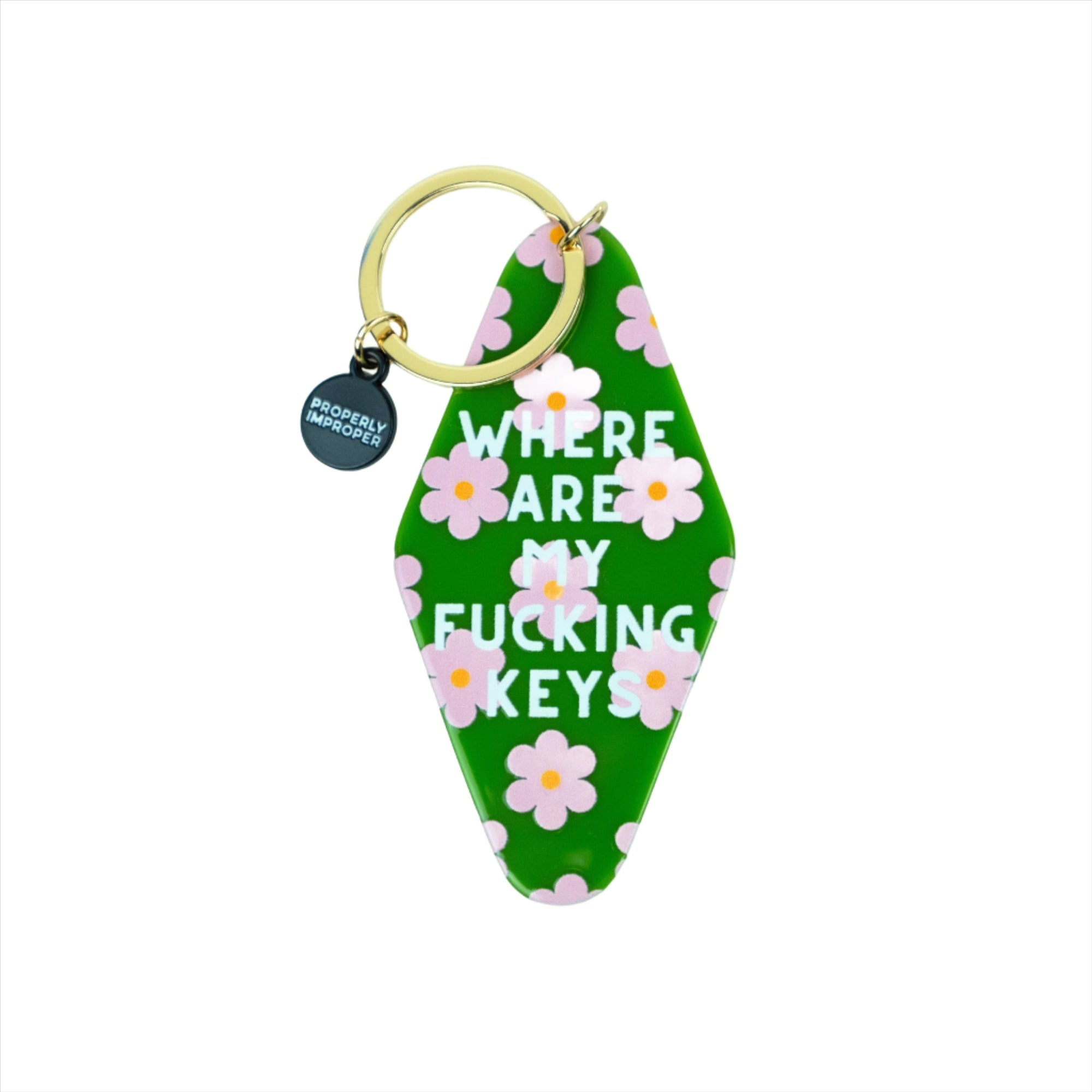 Where Are My Fucking Keys - Pink Flower Key Chain