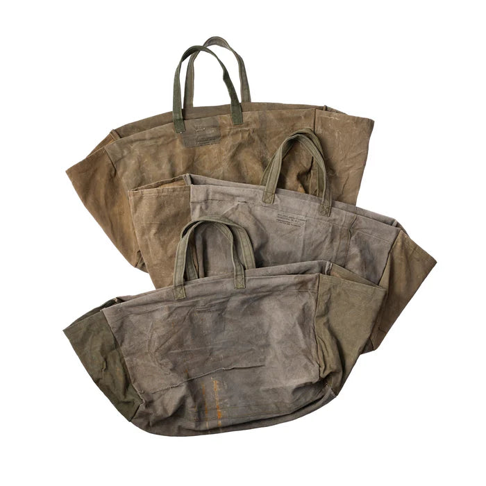 Vintage Tent Fabric Large Bag Olive — handle detail