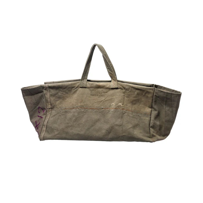 Vintage Tent Fabric Large Bag Olive — open view