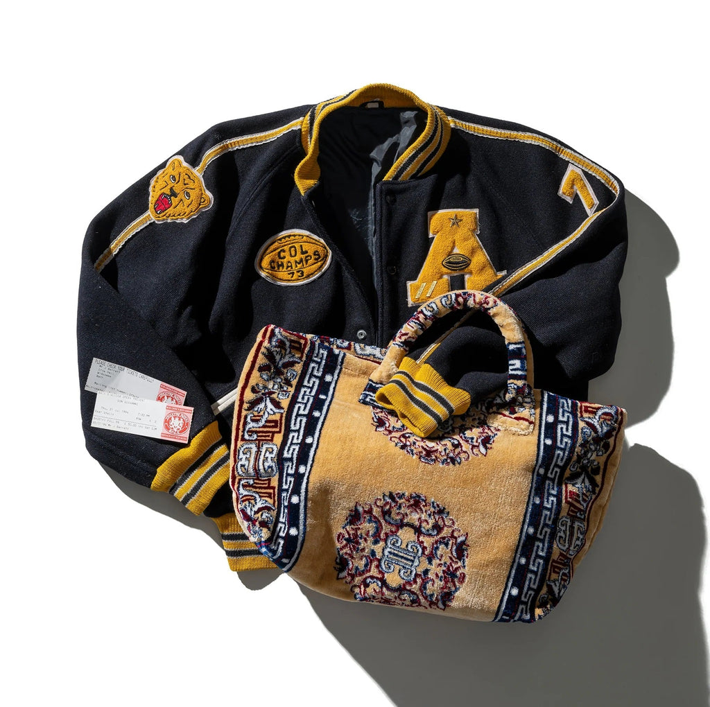 Polyester Cotton Rug Fabric Bag Yellow — front view