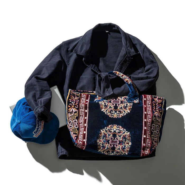 Polyester Cotton Rug Fabric Bag Navy — front view
