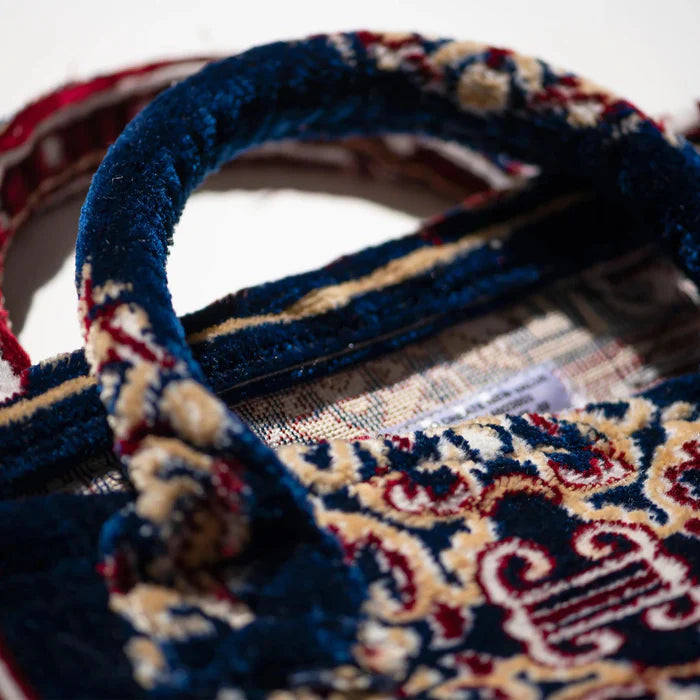 Polyester Cotton Rug Fabric Bag Navy — detail view