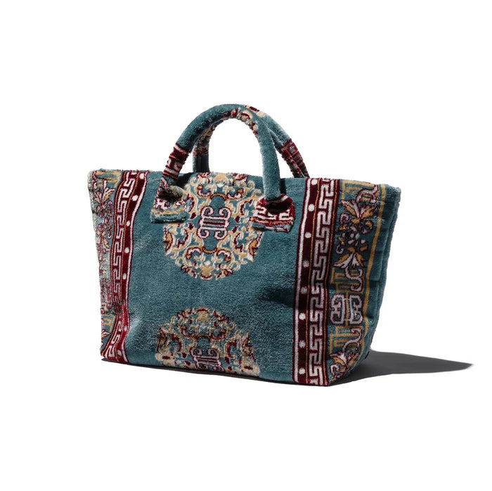 Polyester Cotton Rug Fabric Bag Light Blue — side view