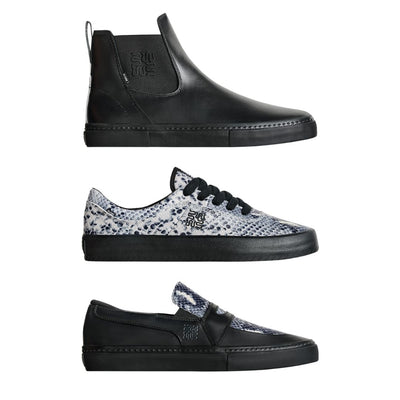 Wasted Talent | Globe Melbek Skate Shoes Ophidian Collection - Black / Snake