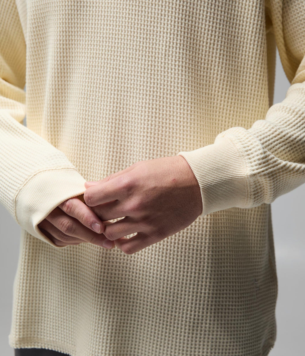 AG Raglan Waffle Crew Neck - Bone