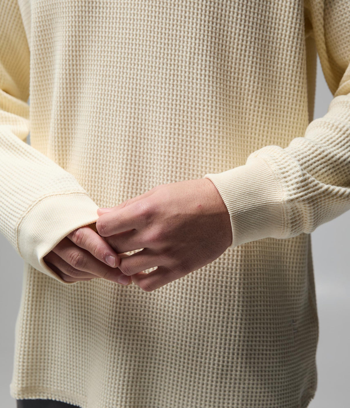 AG Raglan Waffle Crew Neck - Bone
