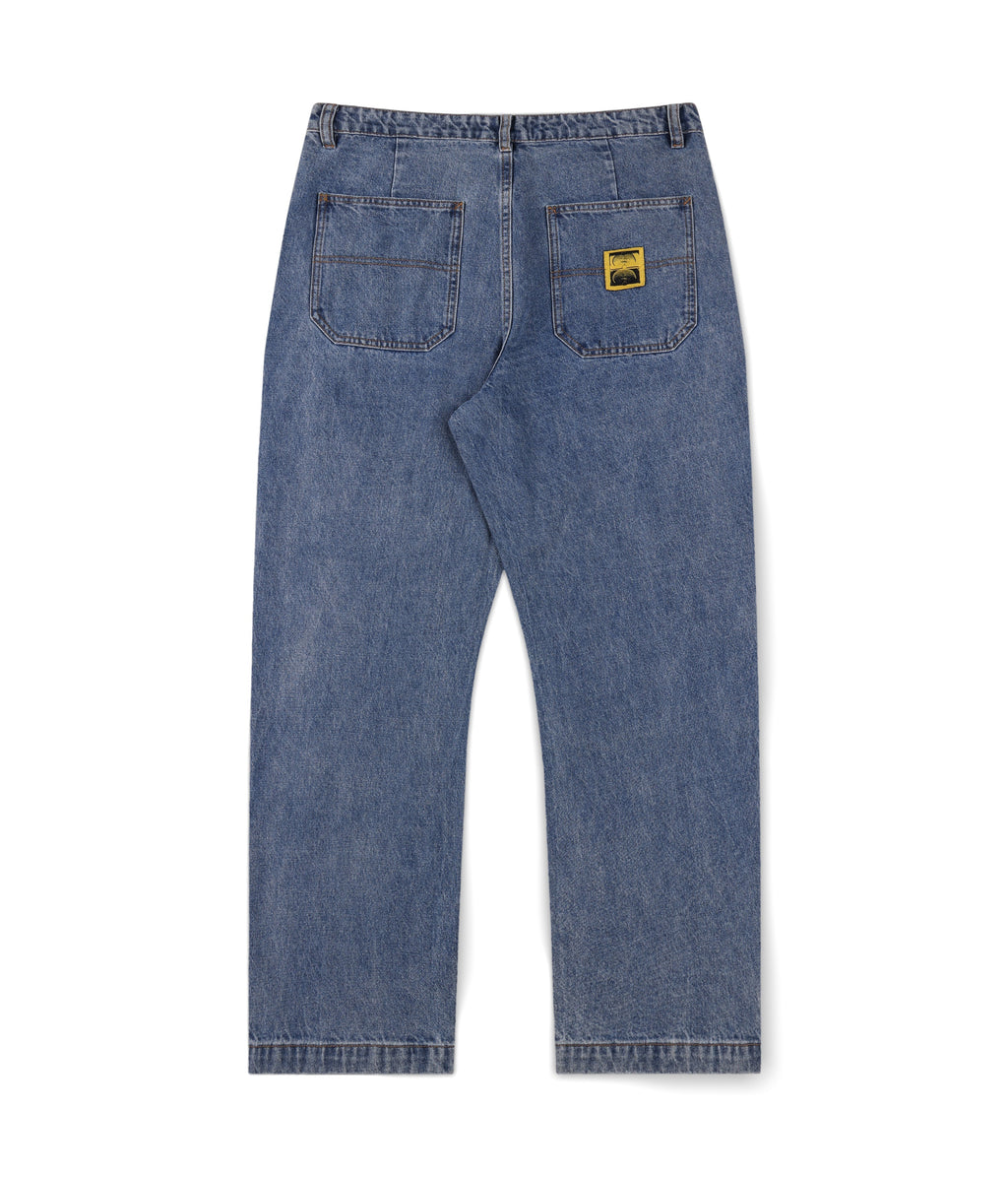 Reynolds Denim Pant - Mid Blue - flat lay