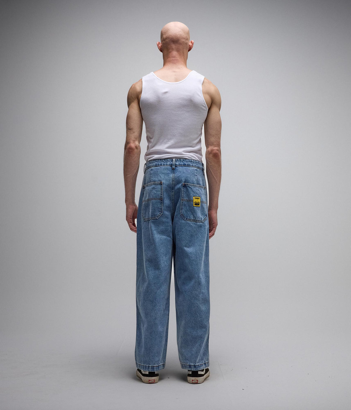 Reynolds Denim Pant - Mid Blue - on model