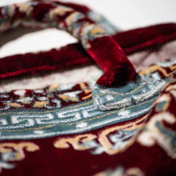 Polyester Cotton Rug Fabric Bag Burgundy — carried view