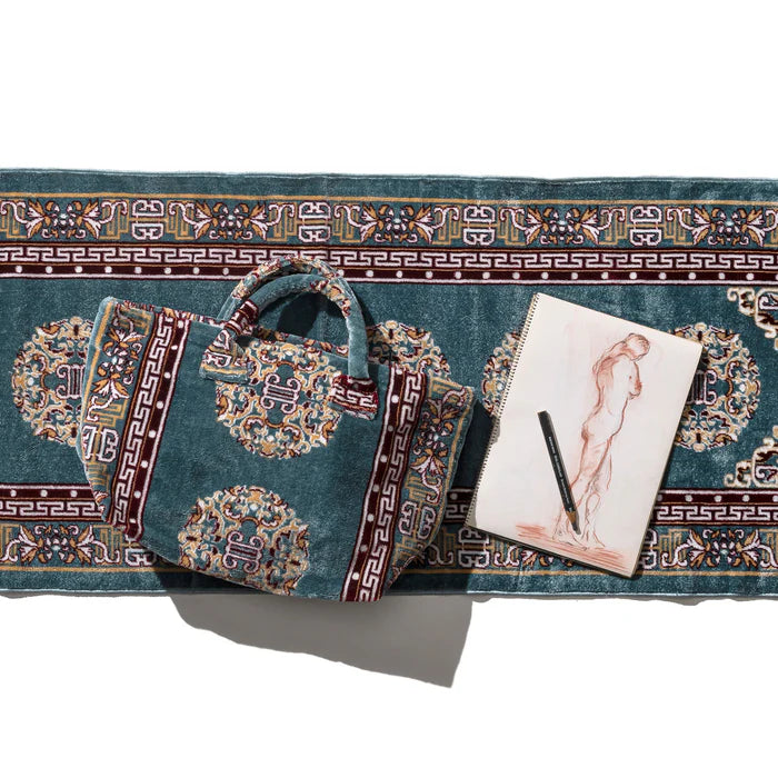 Polyester Cotton Rug Fabric Bag Light Blue — pattern detail