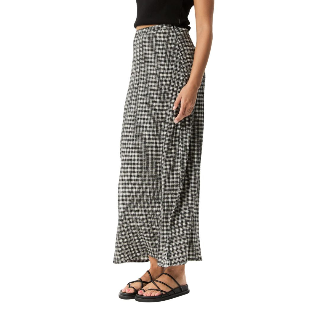 Afends Womens Asta Base Seersucker Check Skirt - Steel Check