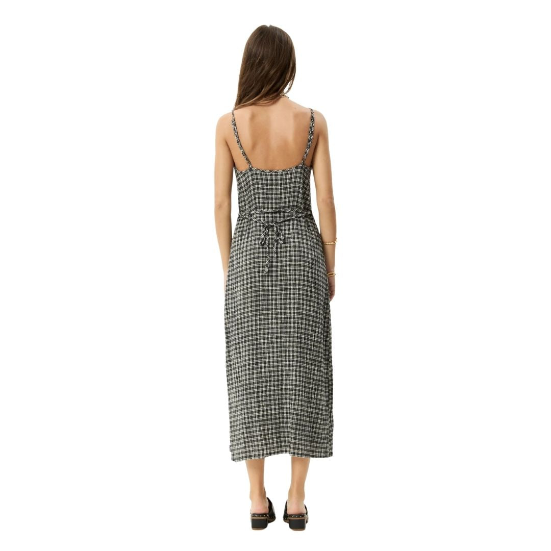 Afends Womens Asta Rumi Hemp Seersucker Check Dress - Steel Check