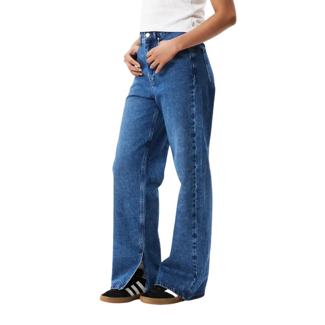 Womens Bella Hemp Denim Baggy Jeans - Authentic Blue
