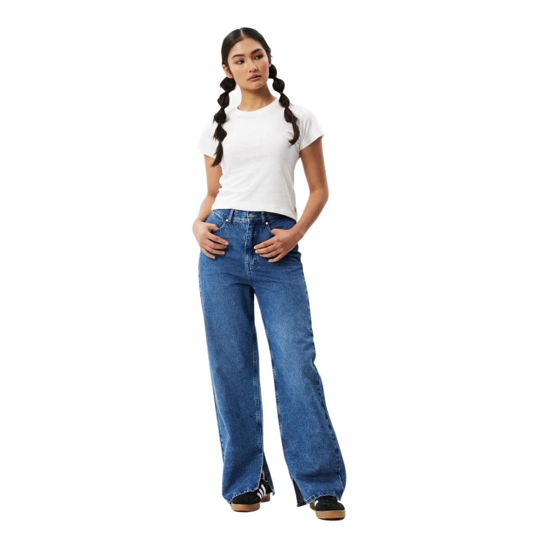 Womens Bella Hemp Denim Baggy Jeans - Authentic Blue