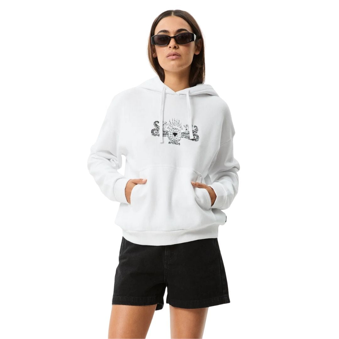 Afends Womens Bonfire Pull On Hoodie - White
