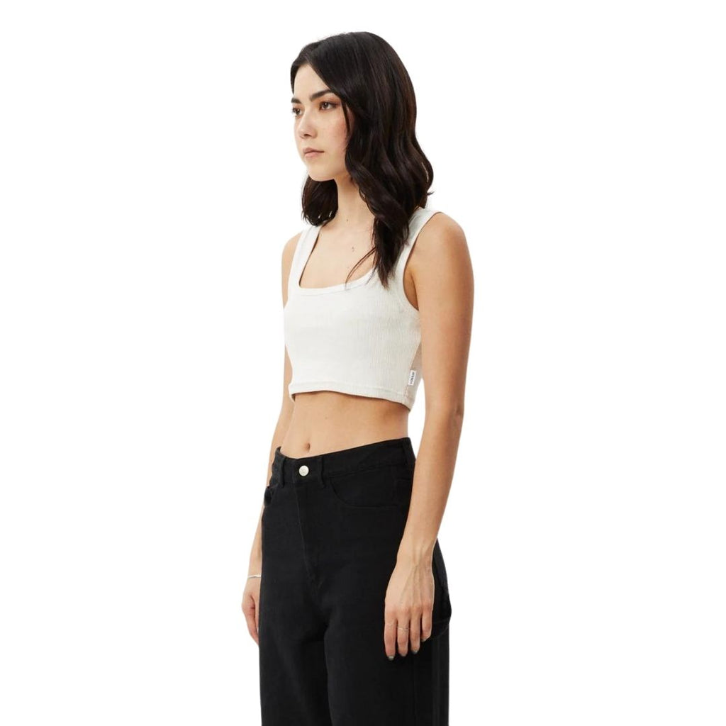 Womens Chia Hemp Rib Cropped Singlet - Off White