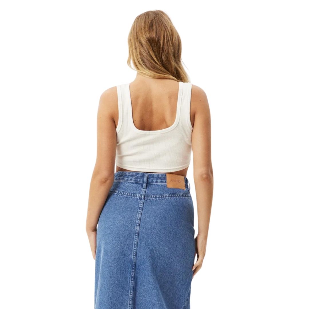 Afends Womens Chia Hemp Rib Cropped Singlet - Off White