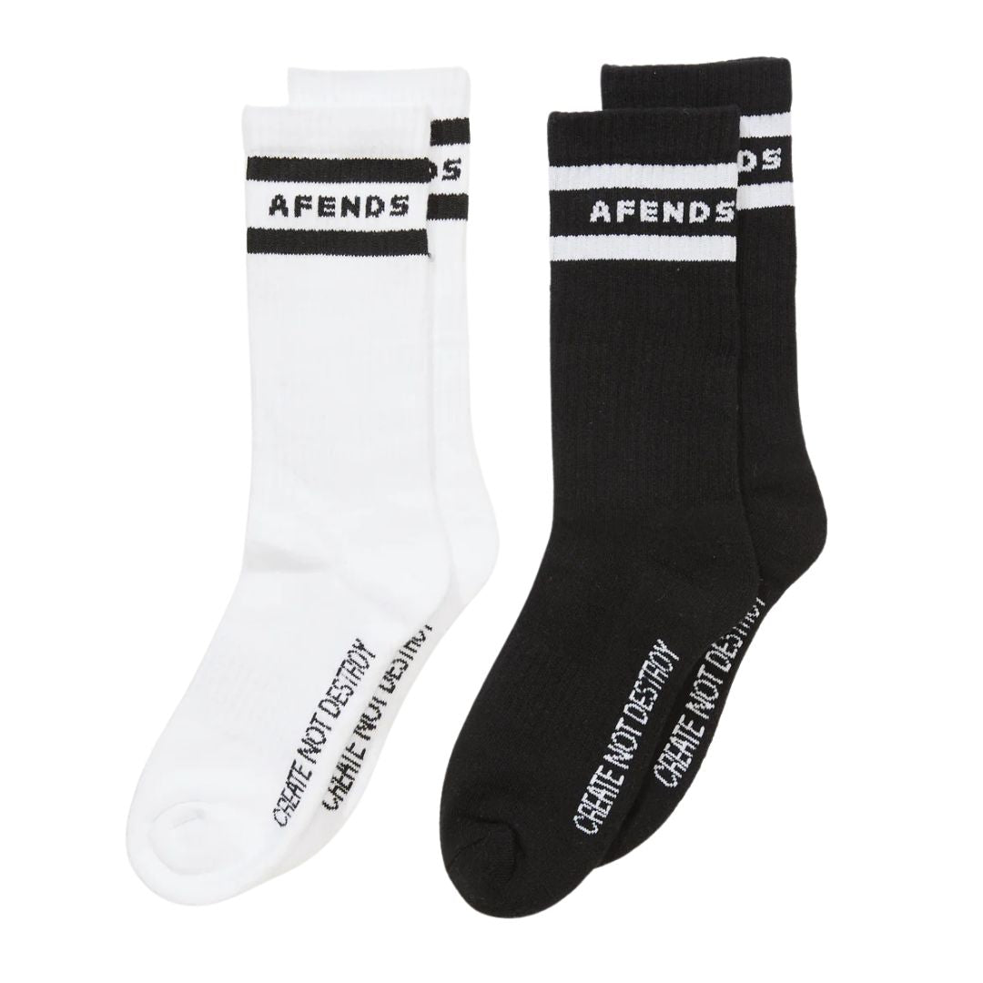 Afends Create Not Destroy Socks - Black / White