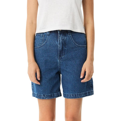 Afends Womens Emilie Hemp Denim Carpenter Shorts  - Authentic Blue
