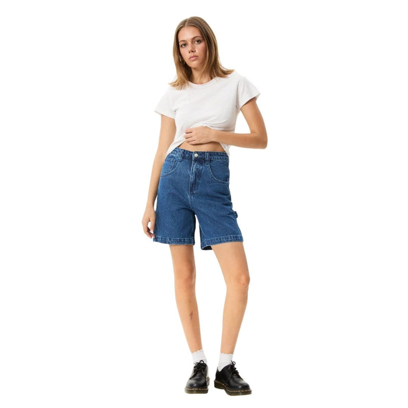 Afends Womens Emilie Hemp Denim Carpenter Shorts  - Authentic Blue